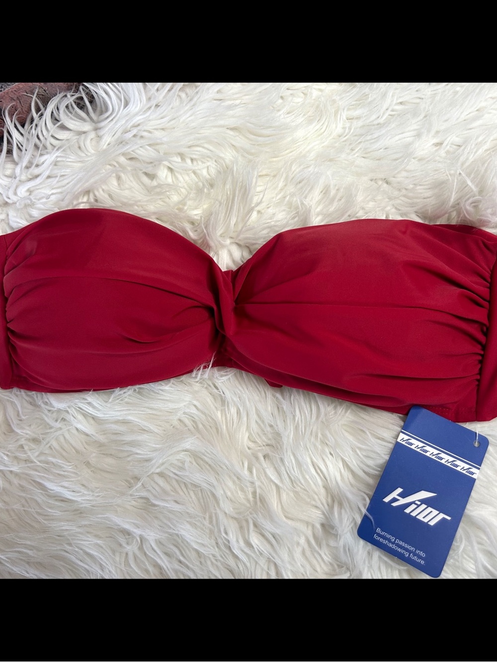 Hiur Red Bandeau Bikini Top - Strapless Swimwear